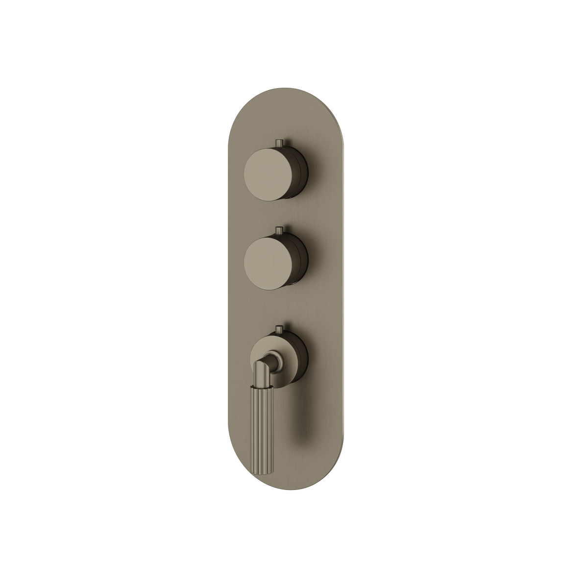 Aquabrass Montecarlo Round Trim Set for 2 Shut-Off Thermostatic Valve R3250 in brushed black chrome