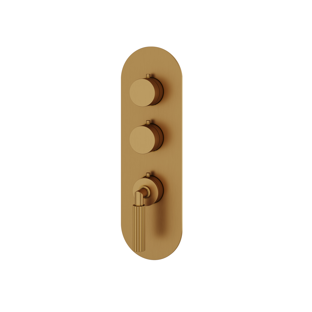 Aquabrass Montecarlo Round Trim Set for 2 Shut-Off Thermostatic Valve R3250 in brushed gold