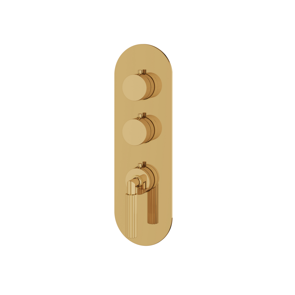 Aquabrass Montecarlo Round Trim Set for 2 Shut-Off Thermostatic Valve R3250 in polished gold