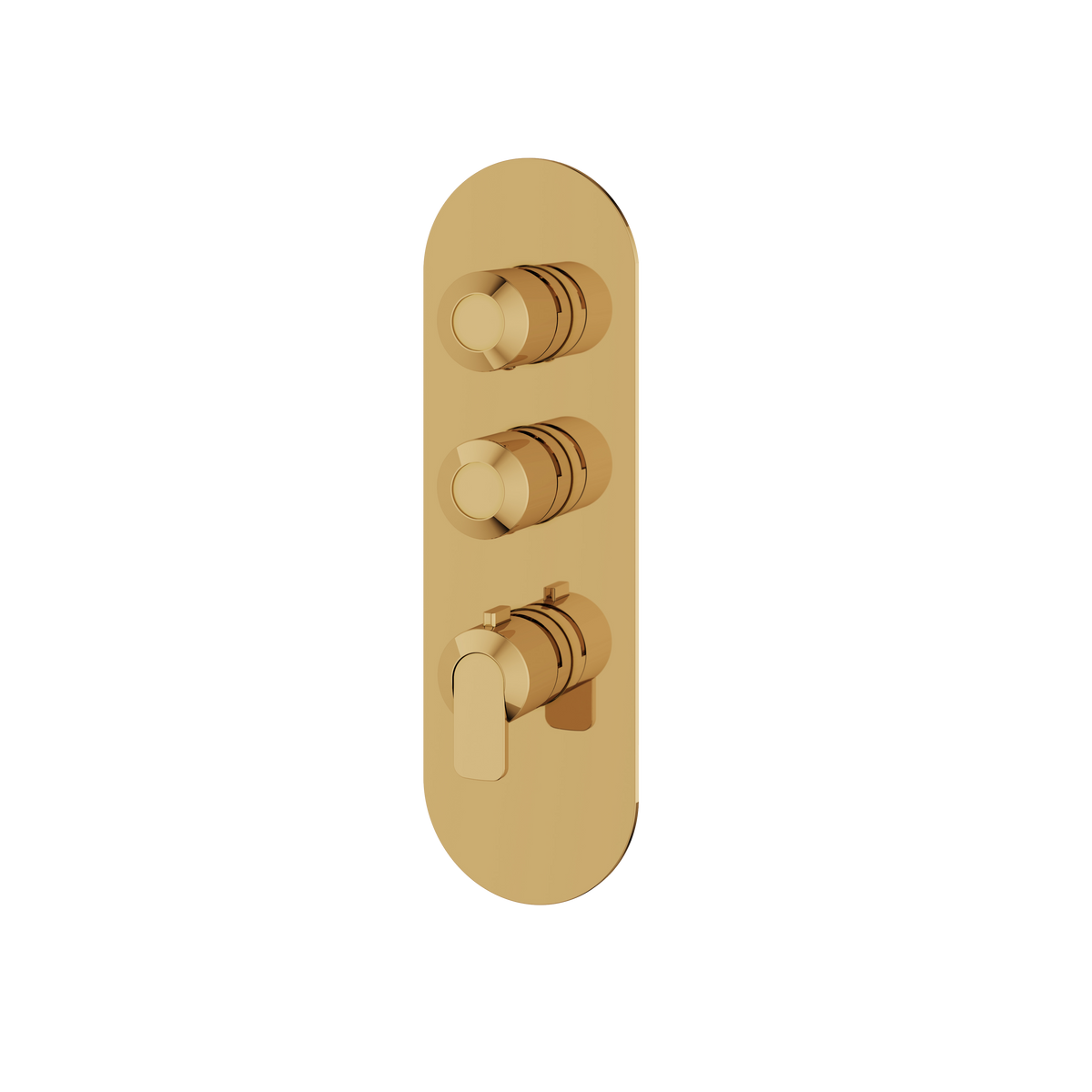 Aquabrass c67 Round Trim Set for 2 Shut-Off Thermostatic Valve R3267 in polished gold