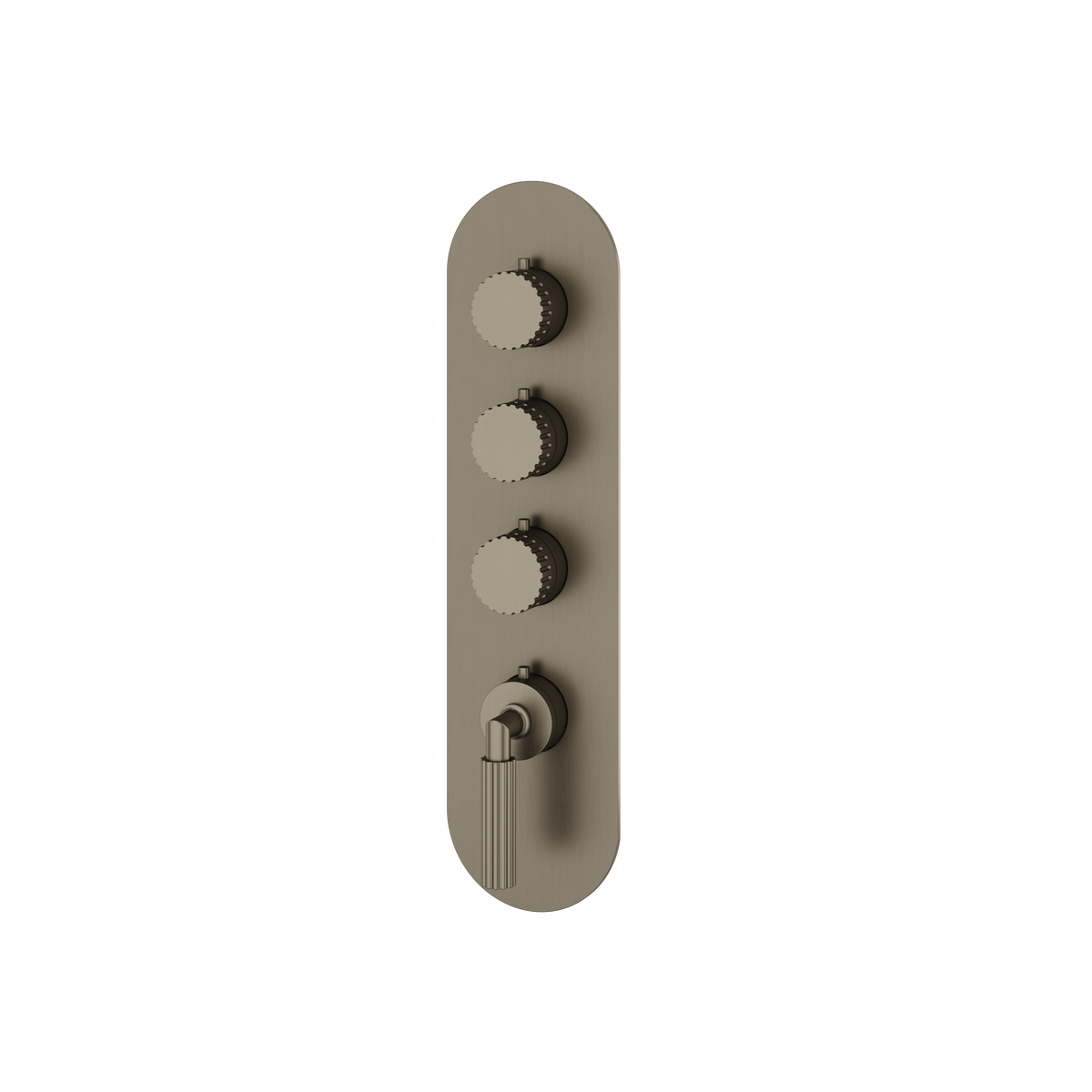 Aquabrass Montebello Round Trim Set for 3 Shut-Off Thermostatic Valve R3349 in brushed black chrome