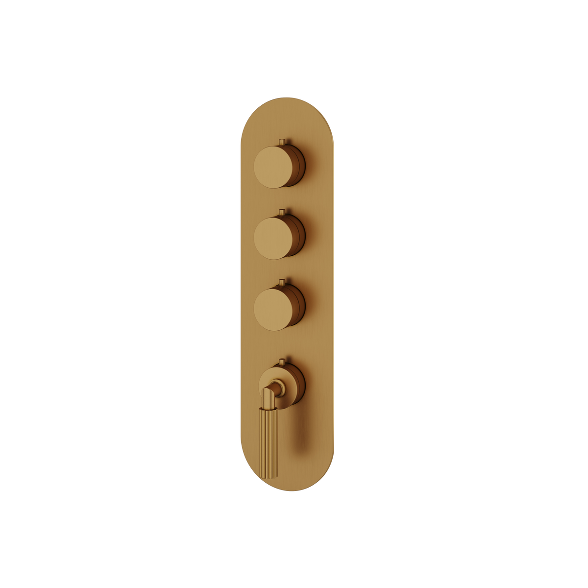 Aquabrass Montecarlo Round Trim Set for 3 Shut-Off Thermostatic Valve R3350 in brushed gold