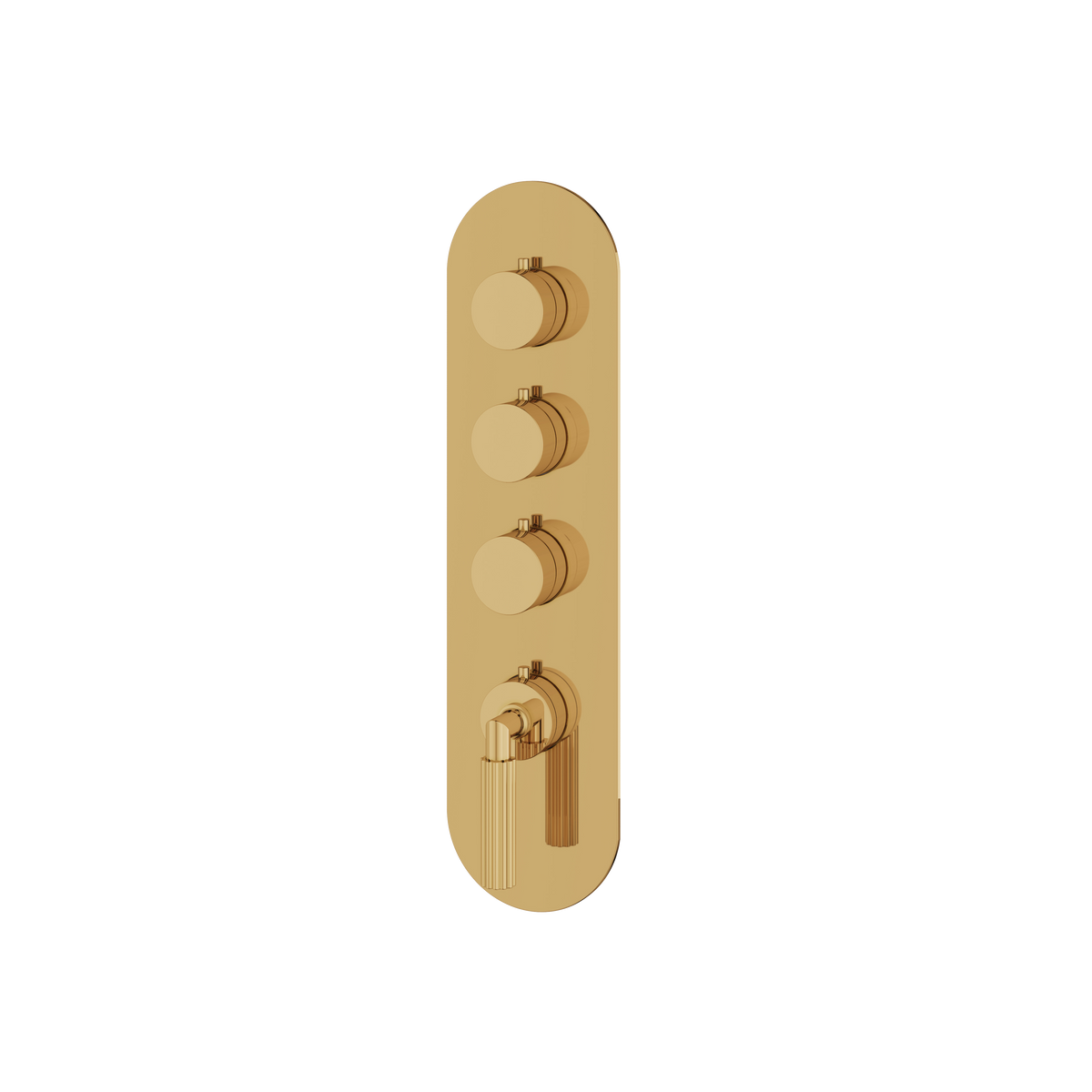 Aquabrass Montecarlo Round Trim Set for 3 Shut-Off Thermostatic Valve R3350 in polished gold
