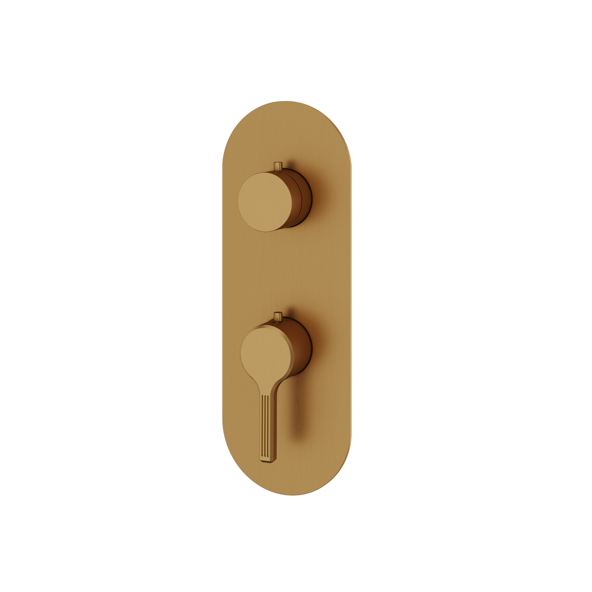 Aquabrass Ariston Round Trim Set with 2-Way Shared Diverter for Thermostatic Valve R8247 in brushed gold
