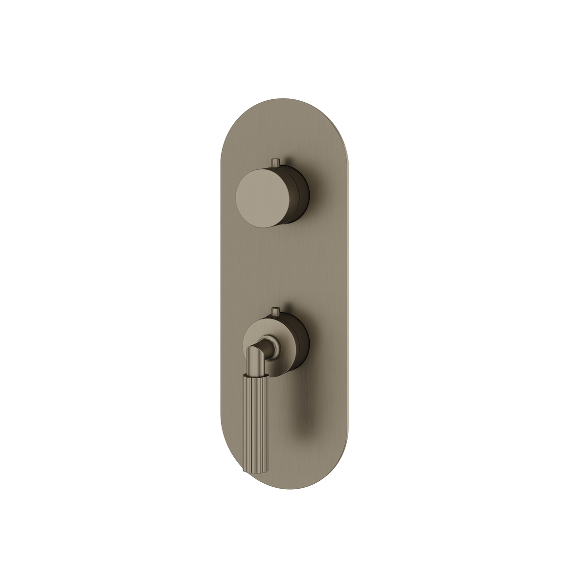 Aquabrass Montecarlo Round Trim Set with 2-Way Shared Diverter for Thermostatic Valve R8250 in brushed black chrome