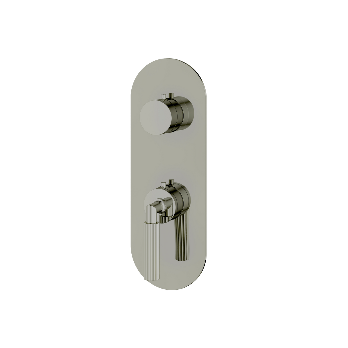 Aquabrass Montecarlo Round Trim Set with 2-Way Shared Diverter for Thermostatic Valve R8250 in polished nickel