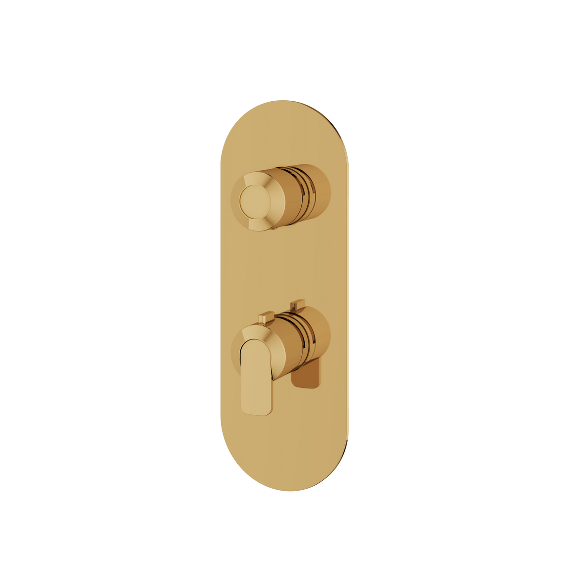 Aquabrass c67 Round Trim Set with 2-Way Shared Diverter for Thermostatic Valve R8267 in polished gold
