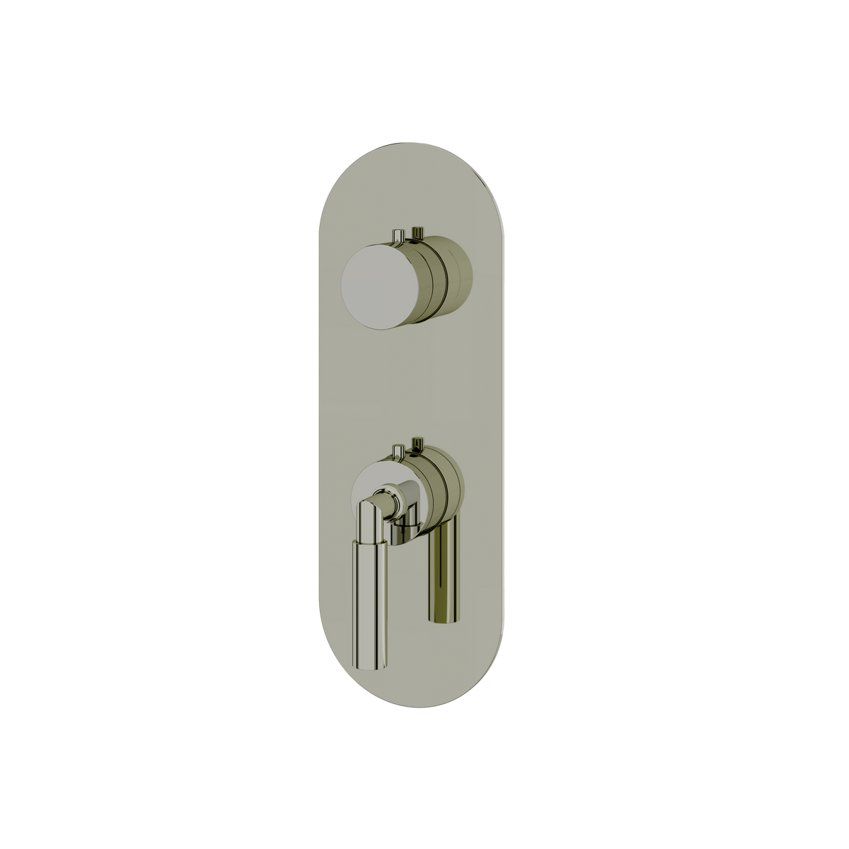 Aquabrass Aria Round Trim Set with 3-Way Shared Diverter for Thermostatic Valve R8348 in polished nickel