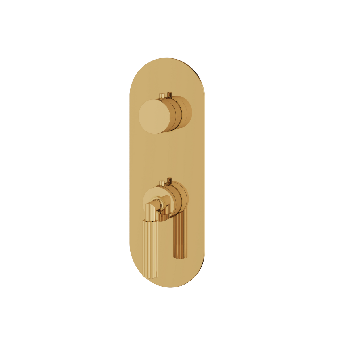 Aquabrass Montecarlo Round Trim Set with 3-Way Shared Diverter for Thermostatic Valve R8350 in polished gold