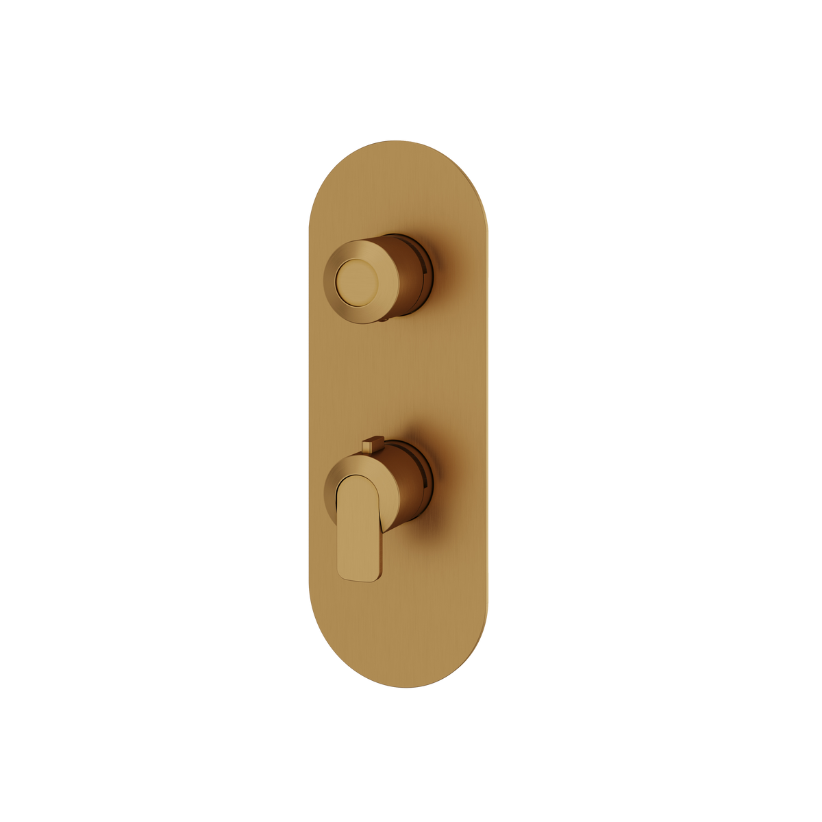 Aquabrass c67 Round Trim Set with 3-Way Shared Diverter for Thermostatic Valve R8367 in brushed gold