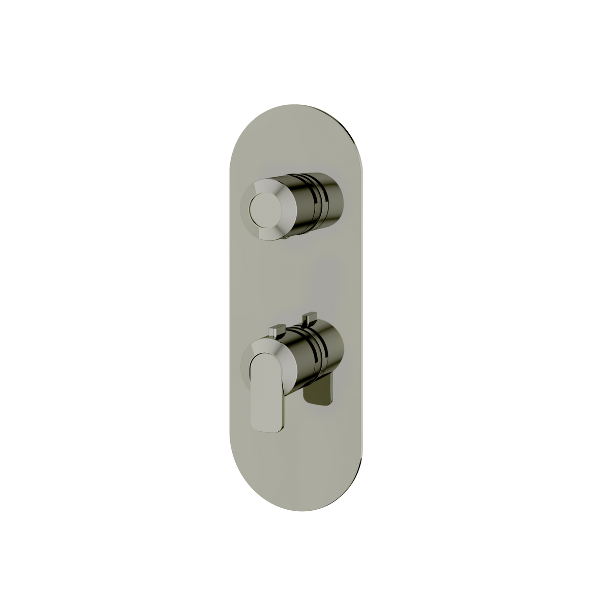 Aquabrass c67 Round Trim Set with 3-Way Shared Diverter for Thermostatic Valve R8367 in polished nickel