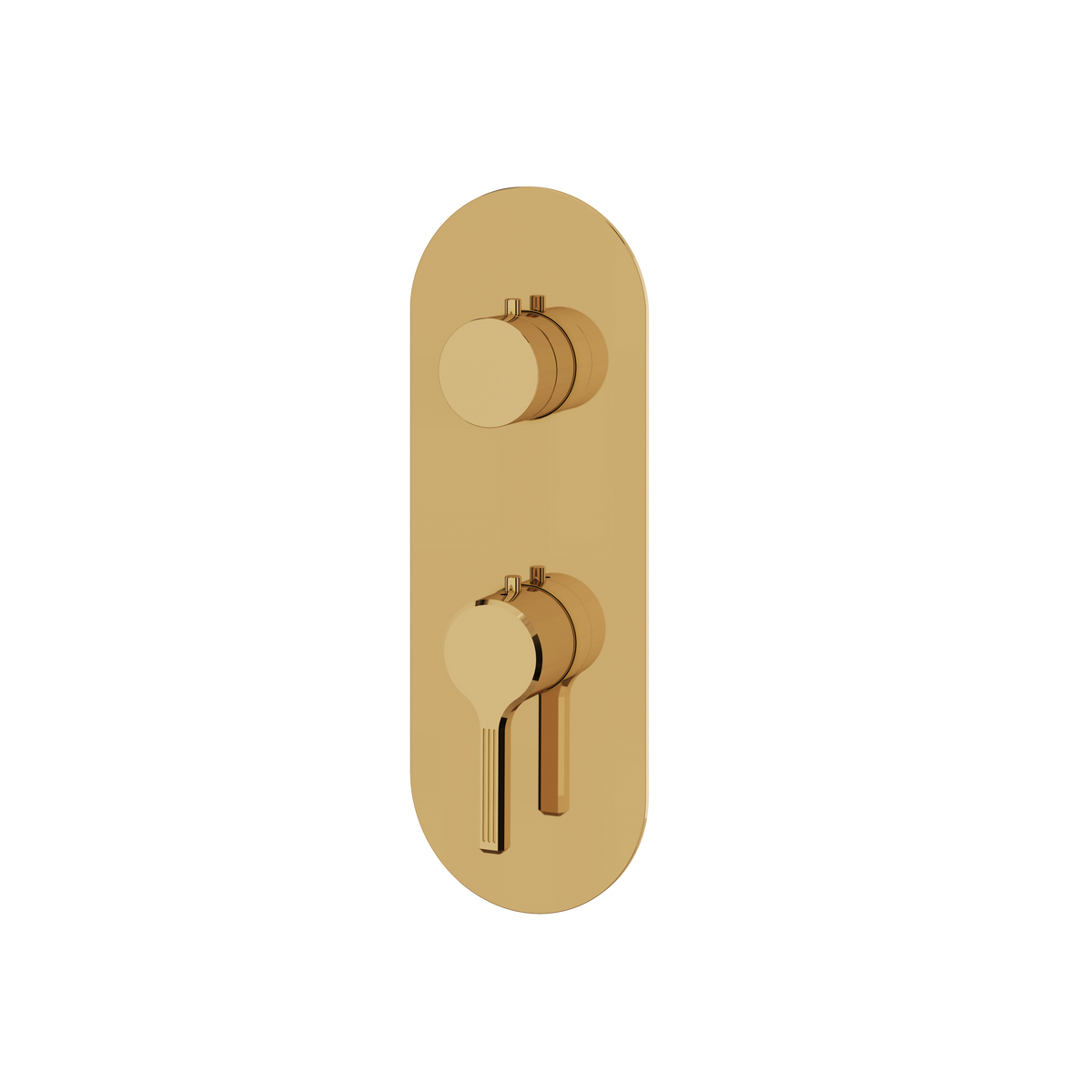 Aquabrass Ariston Round Trim Set with 2-Way Non-shared Diverter for Thermostatic Valve R9247 in polished gold