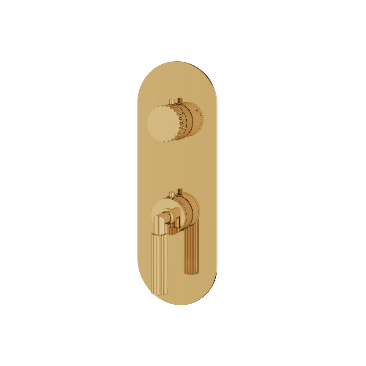 Aquabrass Montebello Round Trim Set with 2-Way Non-shared Diverter for Thermostatic Valve R9249 in polished gold