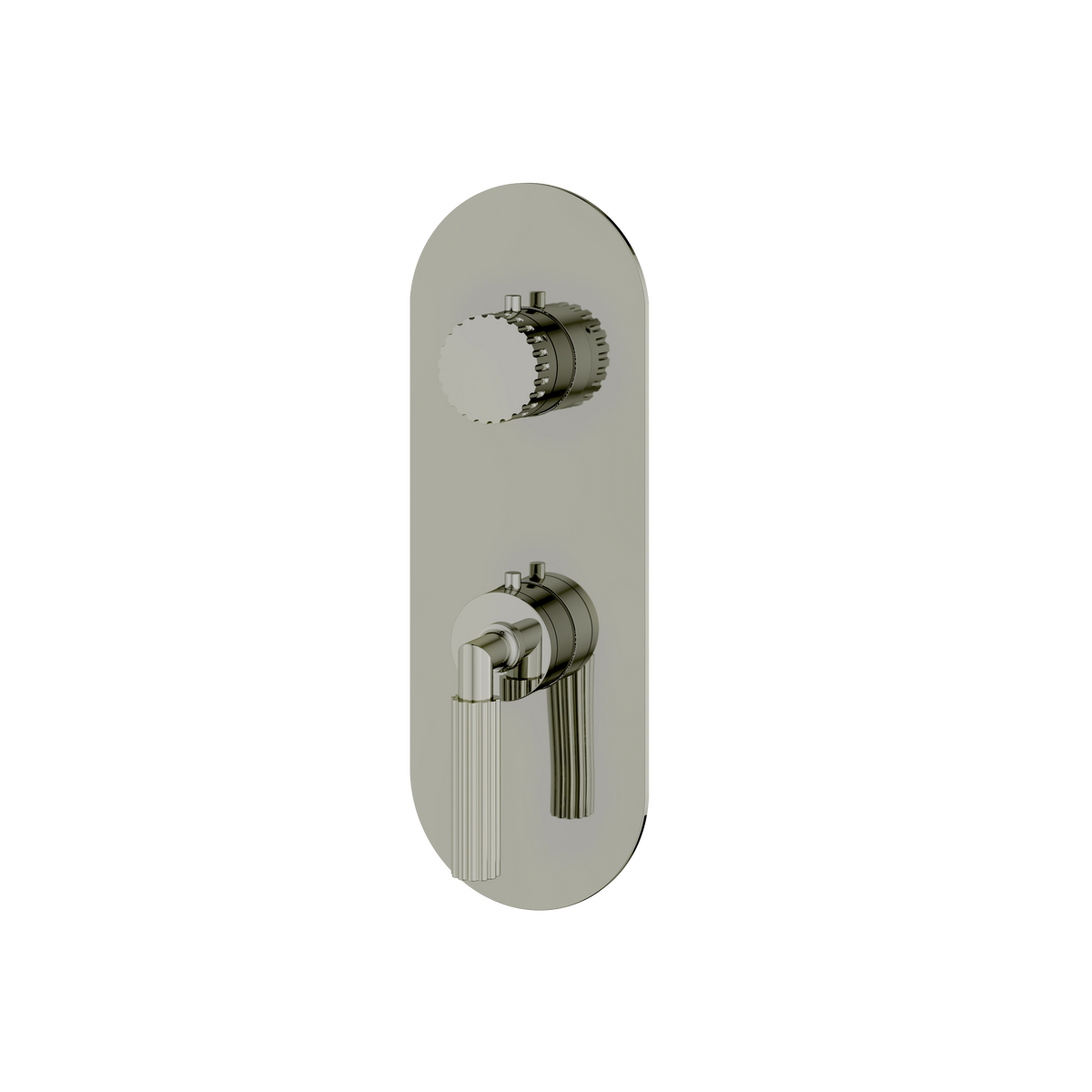 Aquabrass Montebello Round Trim Set with 2-Way Non-shared Diverter for Thermostatic Valve R9249 in polished nickel