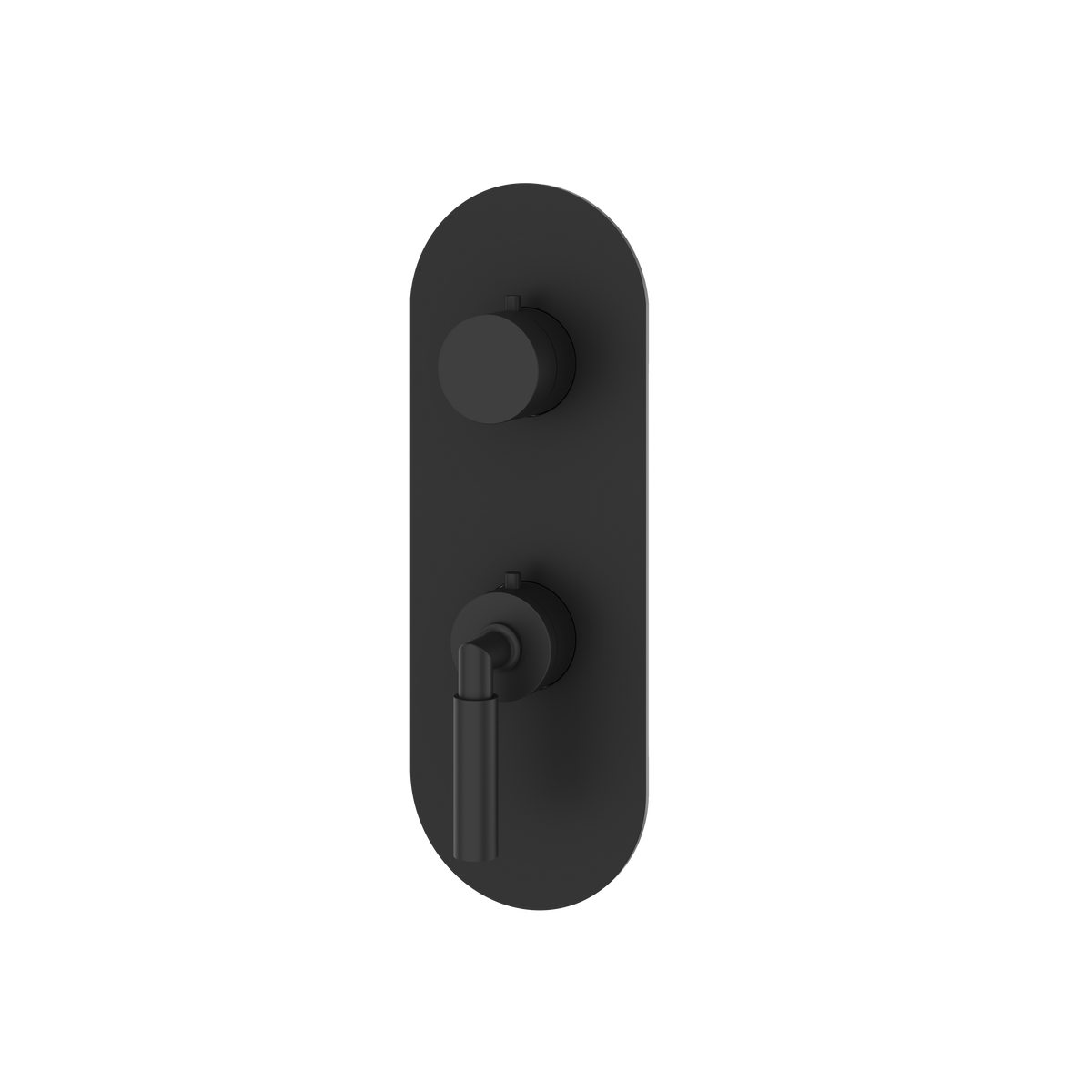 Aquabrass Aria Round Trim Set with 3-Way Non-shared Diverter for Thermostatic Valve R9348 in black