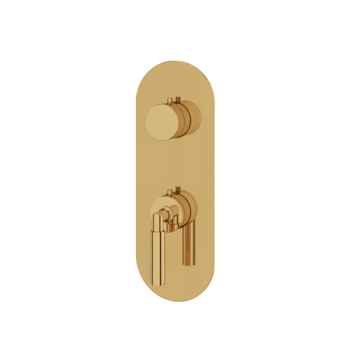 Aquabrass Aria Round Trim Set with 3-Way Non-shared Diverter for Thermostatic Valve R9348 in polished gold