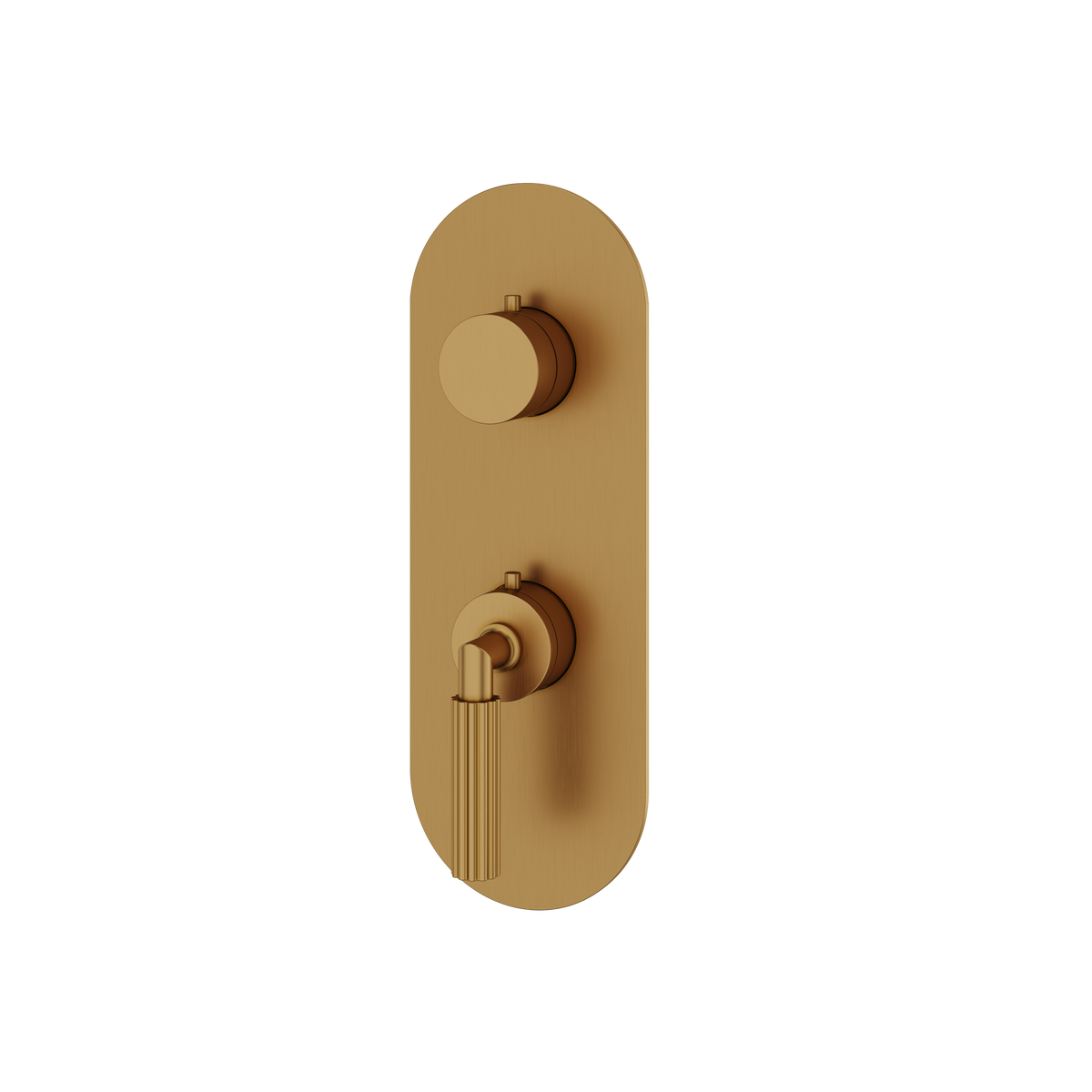 Aquabrass Montecarlo Round Trim Set with 3-Way Non-shared Diverter for Thermostatic Valve R9350 in brushed gold