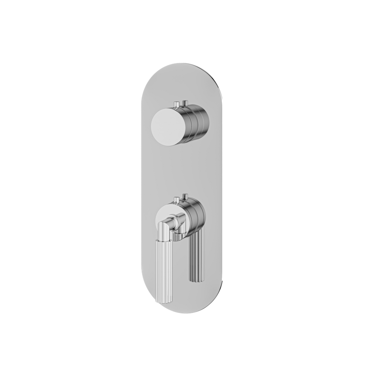 Aquabrass Montecarlo Round Trim Set with 3-Way Non-shared Diverter for Thermostatic Valve R9350 in polished chrome