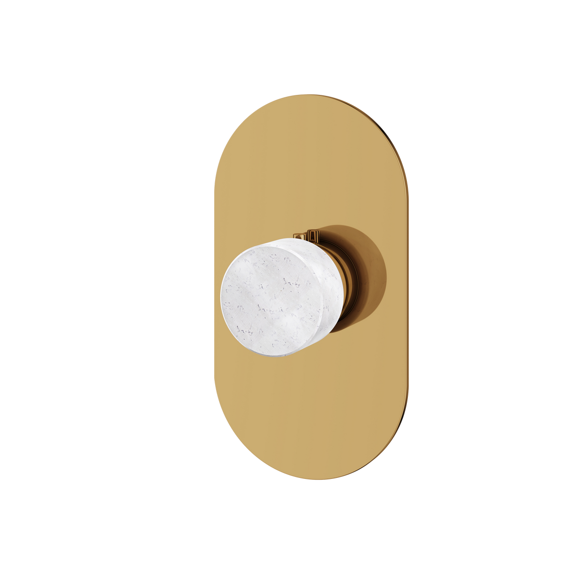 Aquabrass Marmo Round Trim Set for Thermostatic Valve RM00BC in white carrara polished gold