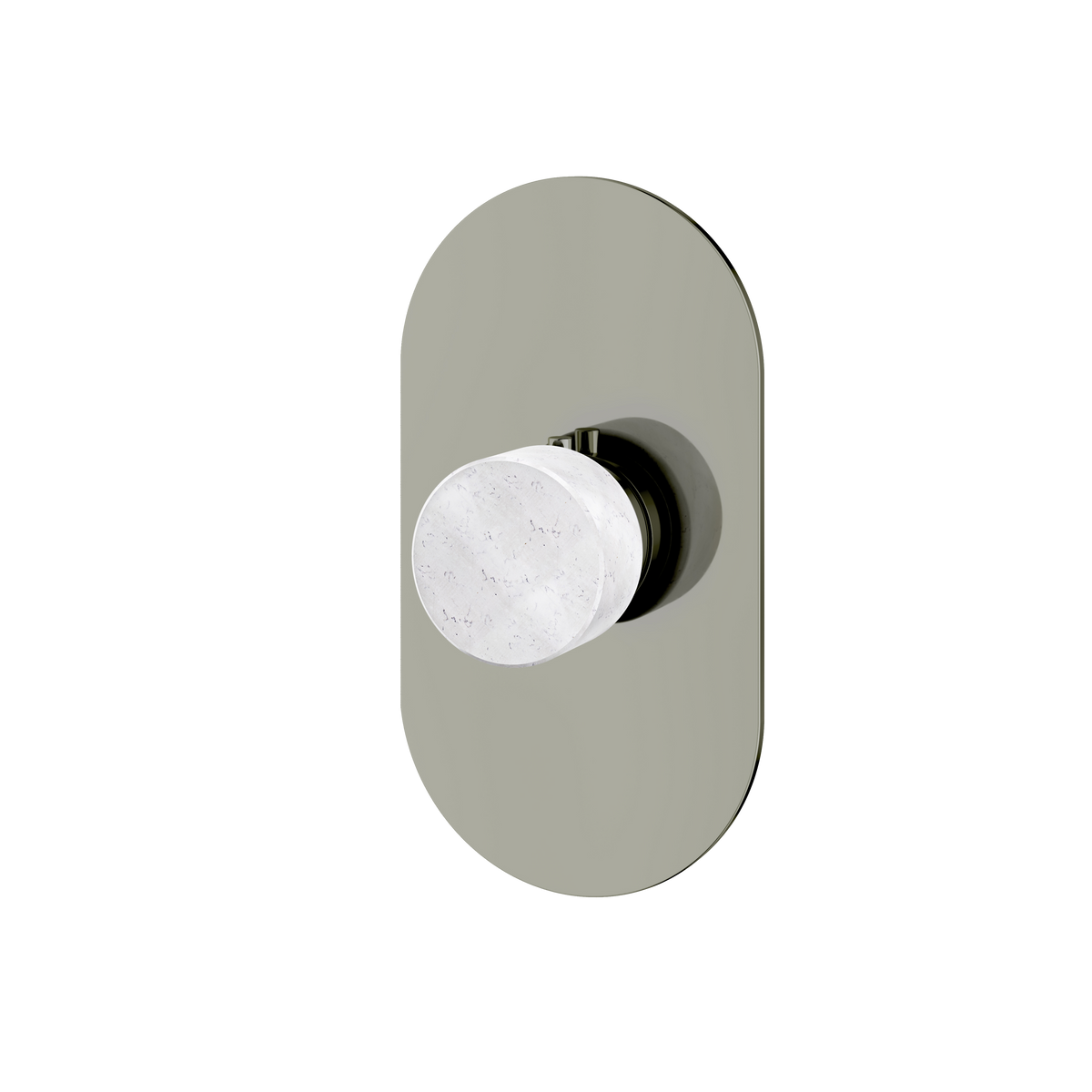 Aquabrass Marmo Round Trim Set for Thermostatic Valve RM00BC in white carrara polished nickel