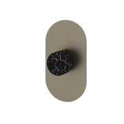 Aquabrass Marmo Round Trim Set for Thermostatic Valve RM00NM in black marquina brushed black chrome