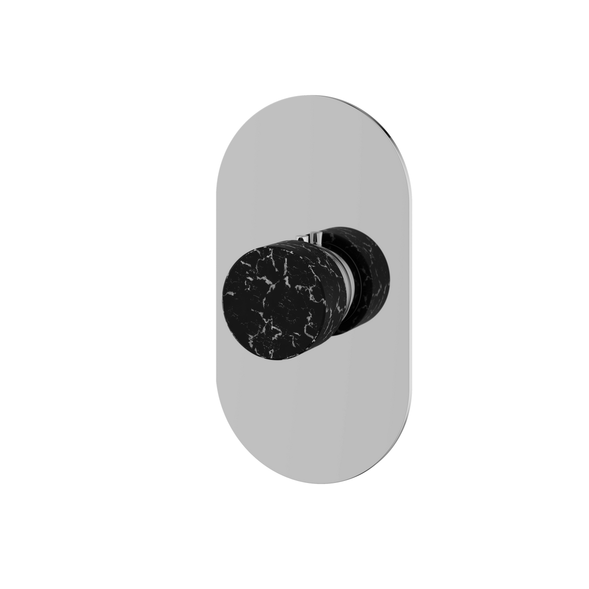 Aquabrass Marmo Round Trim Set for Thermostatic Valve RM00NM in black marquina polished chrome