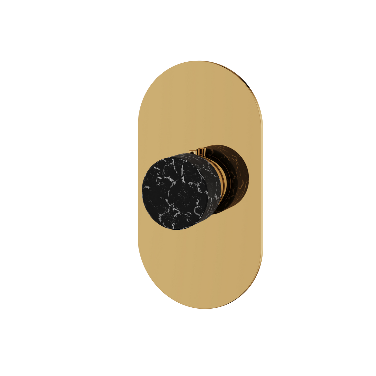 Aquabrass Marmo Round Trim Set for Thermostatic Valve RM00NM in black marquina polished gold
