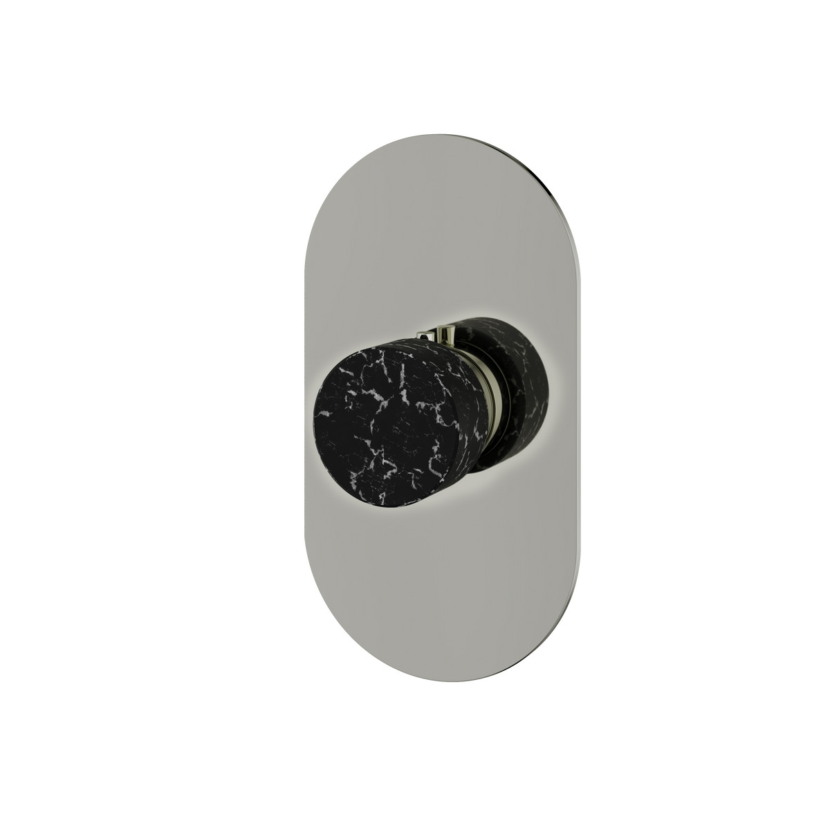 Aquabrass Marmo Round Trim Set for Thermostatic Valve RM00NM in black marquina polished nickel