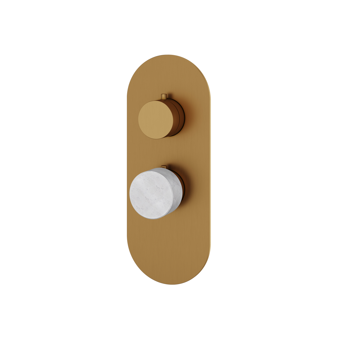 Aquabrass Marmo Round Trim Set for 1 Shut-Off Thermostatic Valve RM01BC in white carrara brushed gold