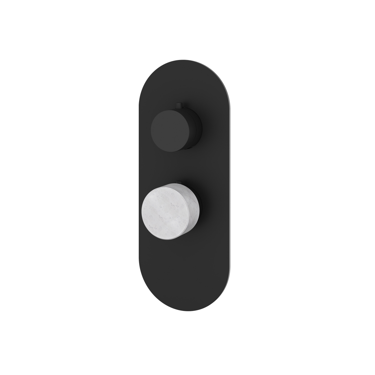 Aquabrass Marmo Round Trim Set for 1 Shut-Off Thermostatic Valve RM01BC in white carrara black