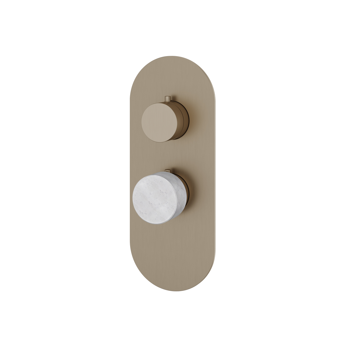 Aquabrass Marmo Round Trim Set for 1 Shut-Off Thermostatic Valve RM01BC in white carrara brushed nickel