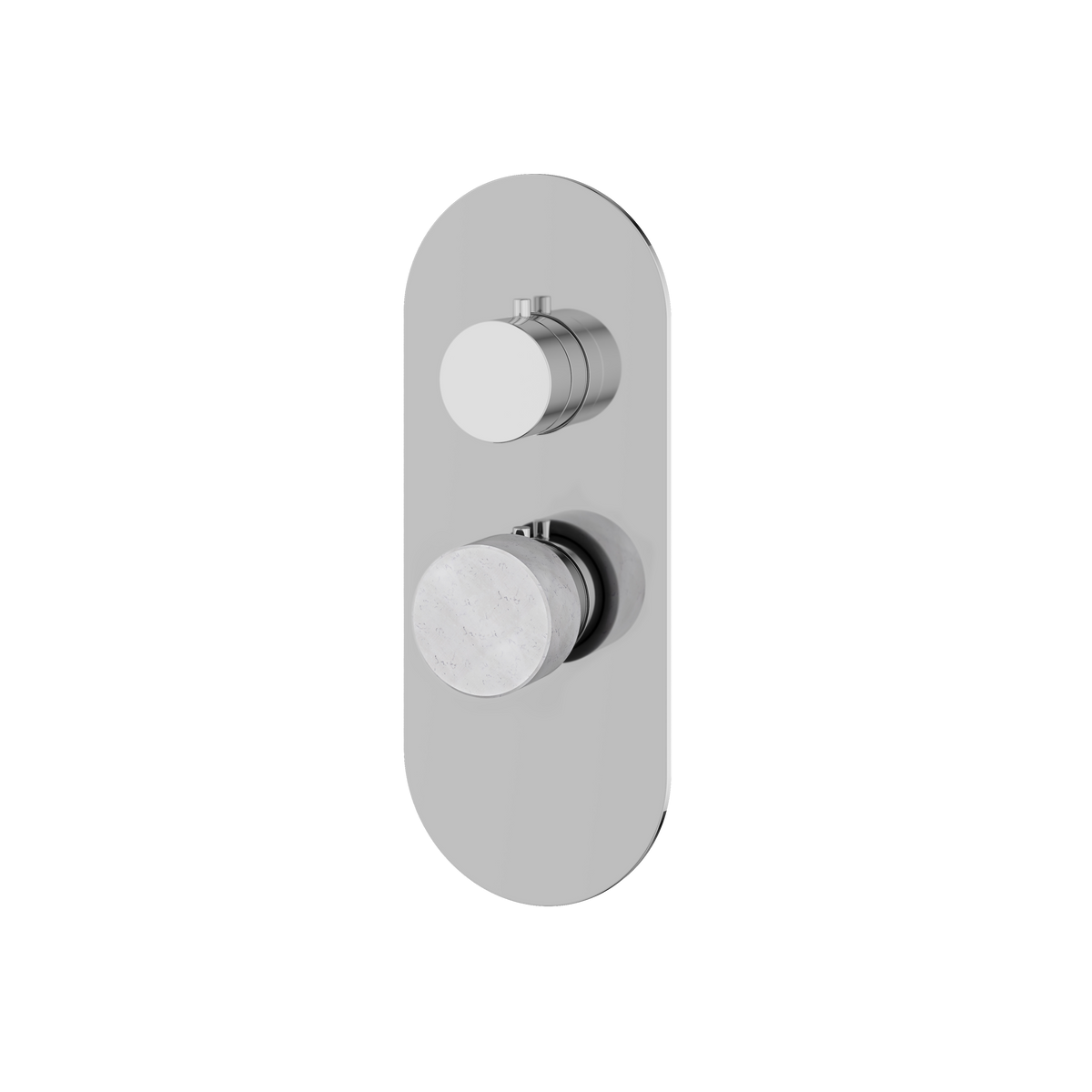 Aquabrass Marmo Round Trim Set for 1 Shut-Off Thermostatic Valve RM01BC in white carrara polished chrome