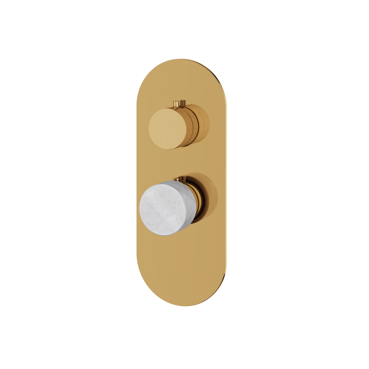 Aquabrass Marmo Round Trim Set for 1 Shut-Off Thermostatic Valve RM01BC in white carrara polished gold