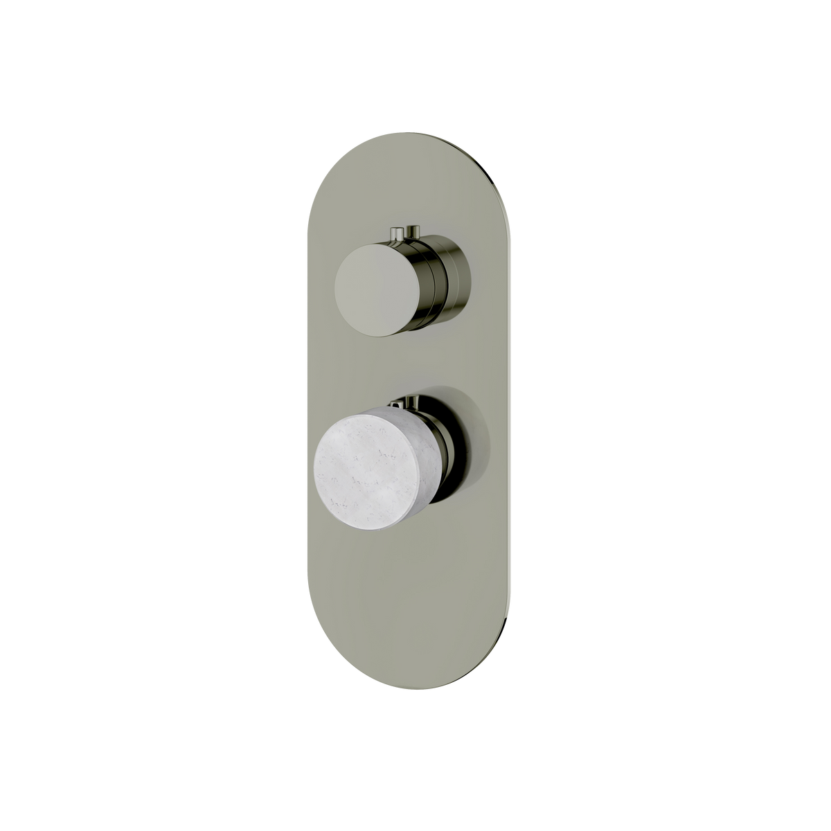 Aquabrass Marmo Round Trim Set for 1 Shut-Off Thermostatic Valve RM01BC in white carrara polished nickel