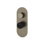Aquabrass Marmo Round Trim Set for 1 Shut-Off Thermostatic Valve RM01NM in black marquina brushed black chrome