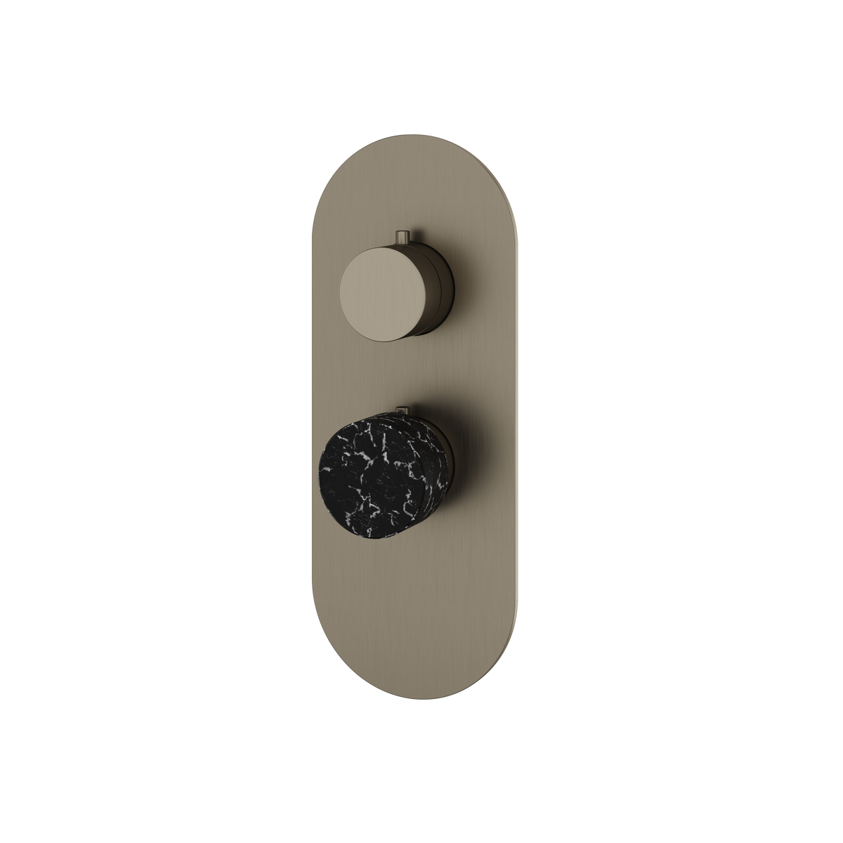 Aquabrass Marmo Round Trim Set for 1 Shut-Off Thermostatic Valve RM01NM in black marquina brushed black chrome