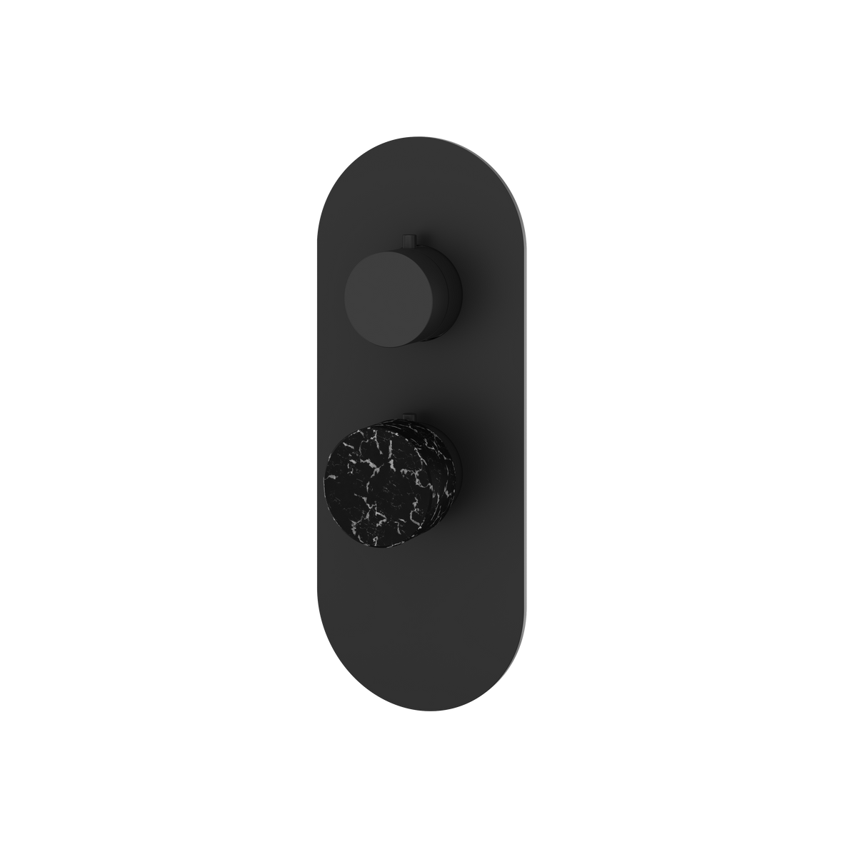Aquabrass Marmo Round Trim Set for 1 Shut-Off Thermostatic Valve RM01NM in black marquina black