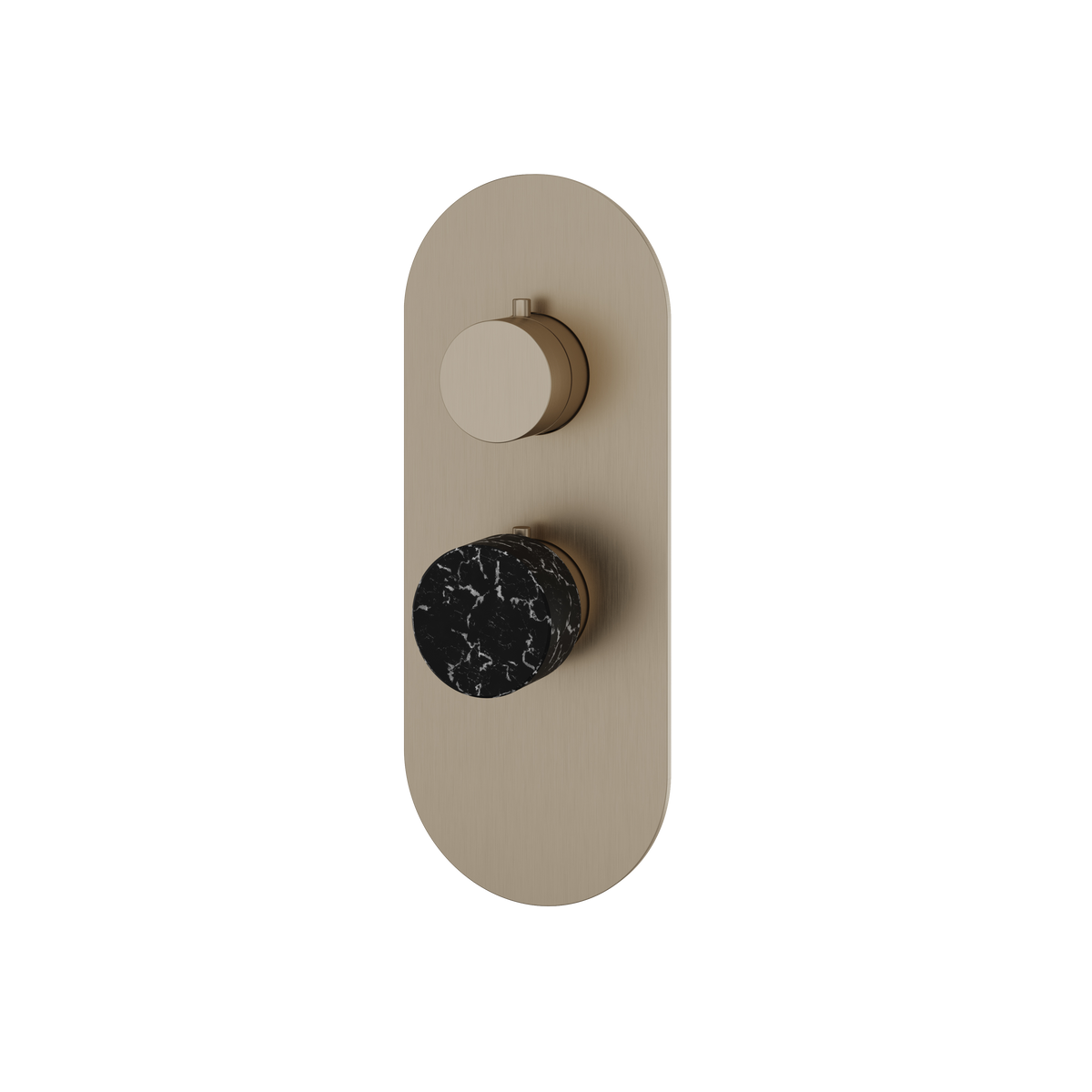 Aquabrass Marmo Round Trim Set for 1 Shut-Off Thermostatic Valve RM01NM in black marquina brushed nickel