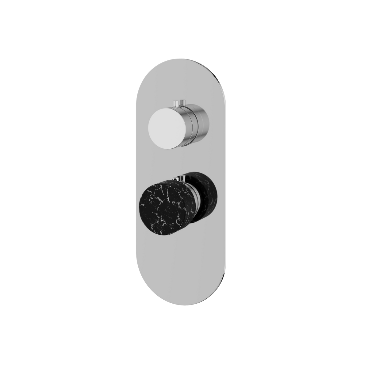 Aquabrass Marmo Round Trim Set for 1 Shut-Off Thermostatic Valve RM01NM in black marquina polished chrome