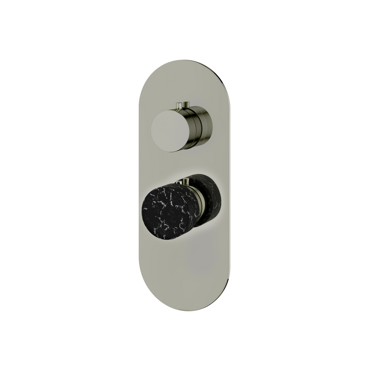 Aquabrass Marmo Round Trim Set for 1 Shut-Off Thermostatic Valve RM01NM in black marquina polished nickel