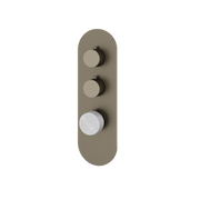 Aquabrass Marmo Round Trim Set for 2 Shut-Off Thermostatic Valve RM02BC in white carrara brushed black chrome