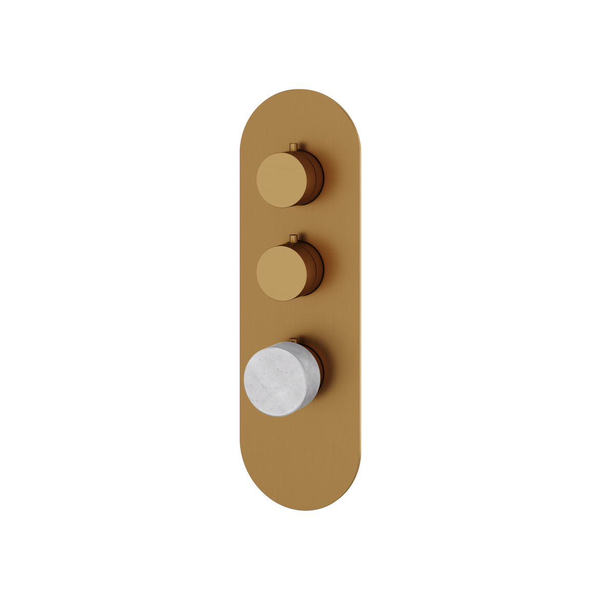 Aquabrass Marmo Round Trim Set for 2 Shut-Off Thermostatic Valve RM02BC in white carrara brushed gold
