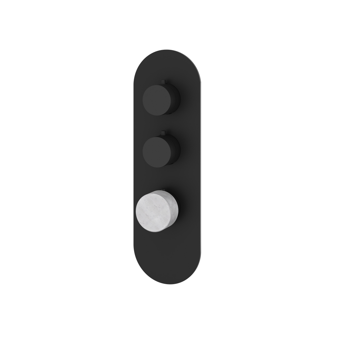 Aquabrass Marmo Round Trim Set for 2 Shut-Off Thermostatic Valve RM02BC in white carrara black
