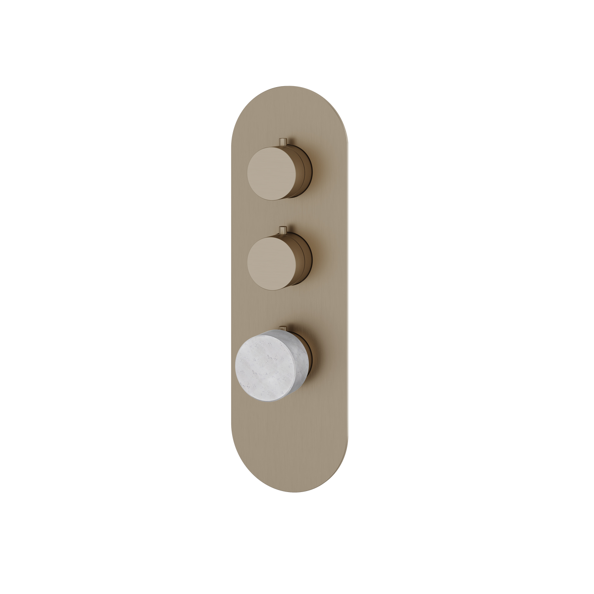 Aquabrass Marmo Round Trim Set for 2 Shut-Off Thermostatic Valve RM02BC in white carrara brushed nickel