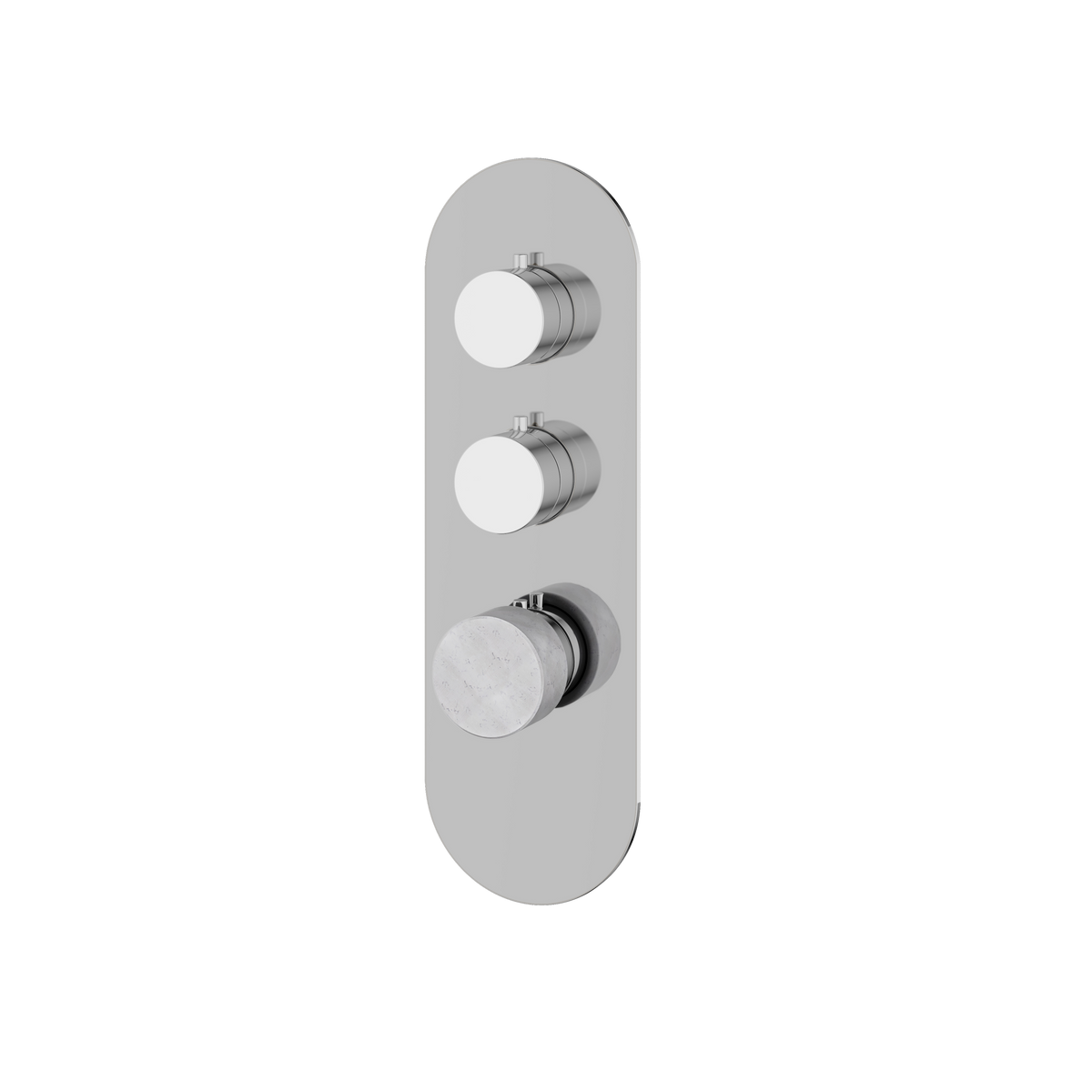 Aquabrass Marmo Round Trim Set for 2 Shut-Off Thermostatic Valve RM02BC in white carrara polished chrome