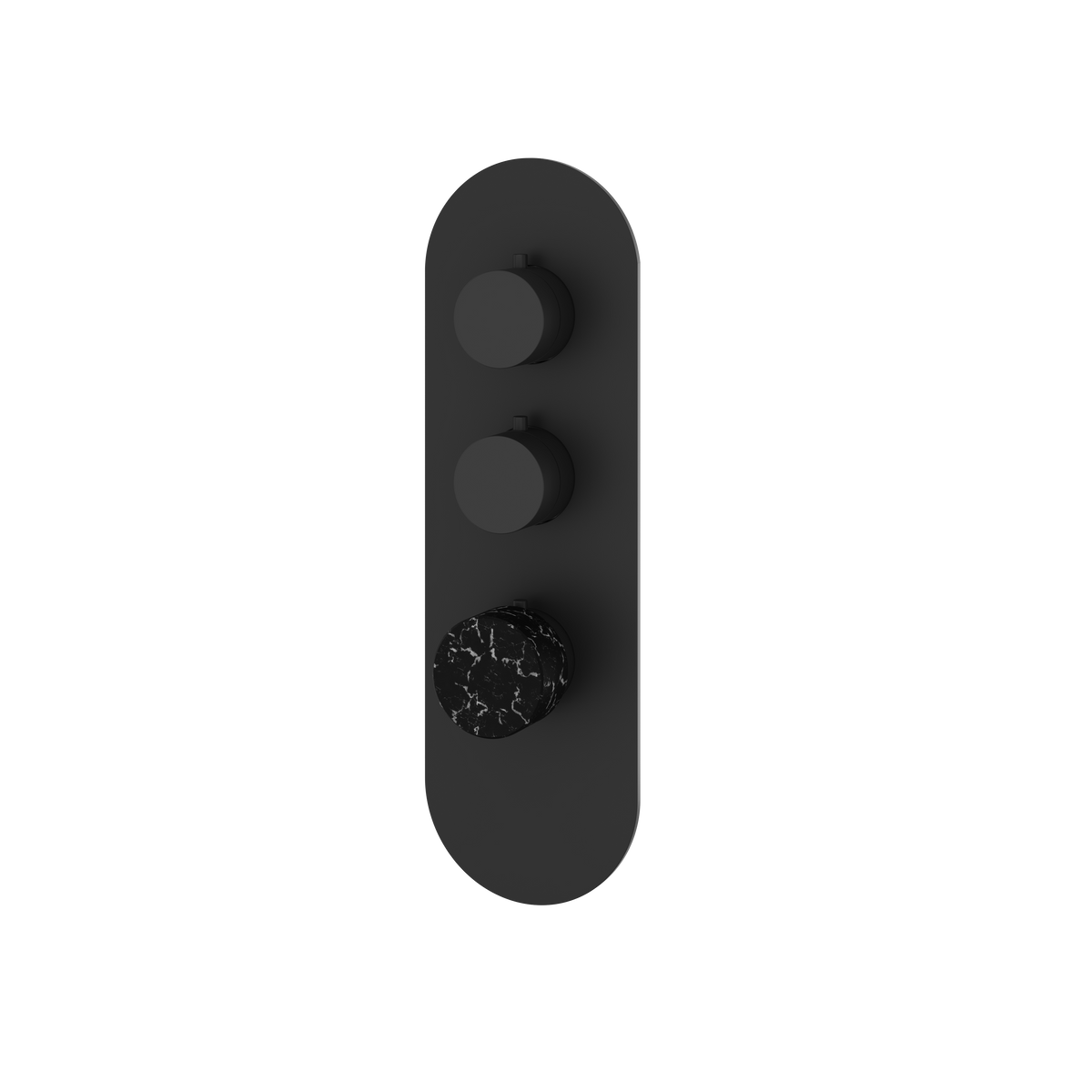 Aquabrass Marmo Round Trim Set for 2 Shut-Off Thermostatic Valve RM02NM in black marquina black