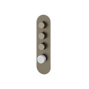 Aquabrass Marmo Round Trim Set for 3 Shut-Off Thermostatic Valve RM03BC in white carrara brushed black chrome