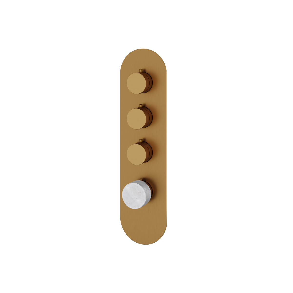 Aquabrass Marmo Round Trim Set for 3 Shut-Off Thermostatic Valve RM03BC in white carrara brushed gold