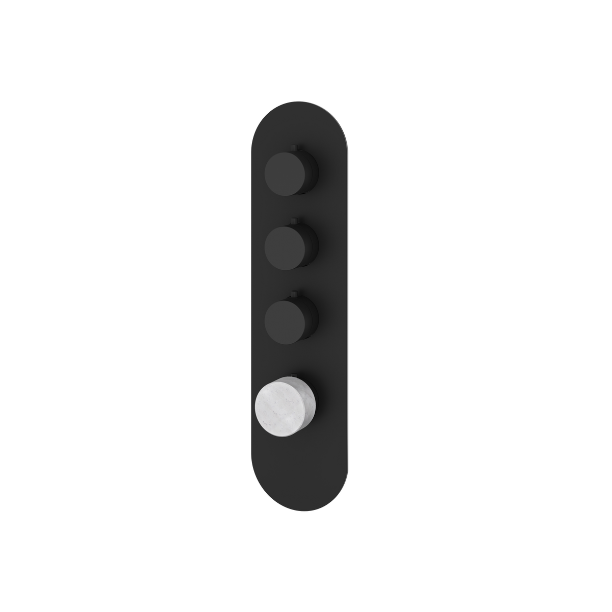 Aquabrass Marmo Round Trim Set for 3 Shut-Off Thermostatic Valve RM03BC in white carrara black