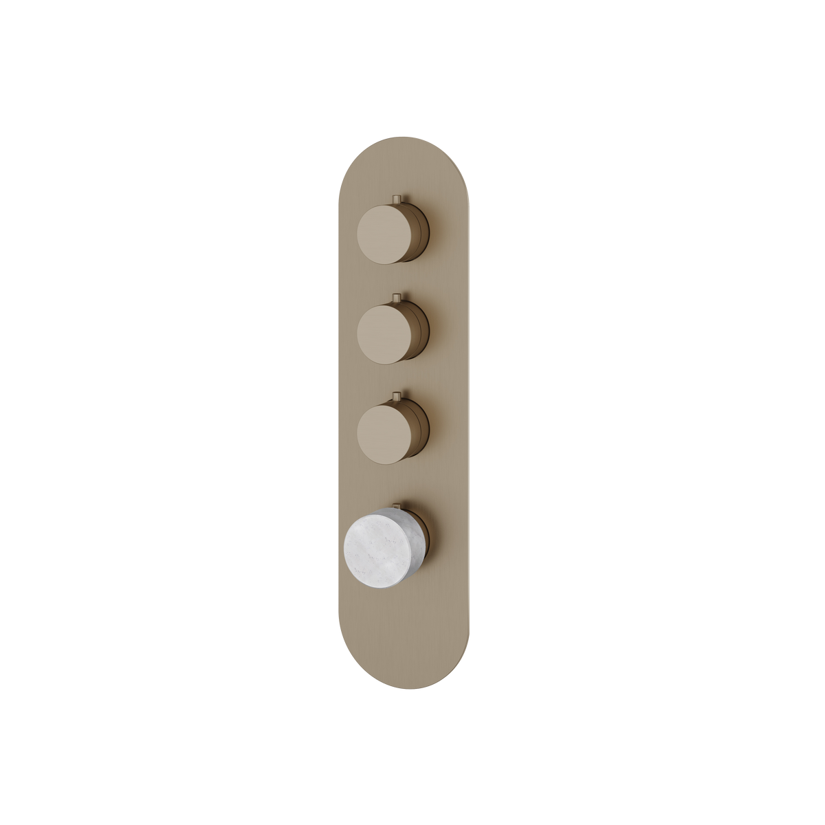 Aquabrass Marmo Round Trim Set for 3 Shut-Off Thermostatic Valve RM03BC in white carrara brushed nickel